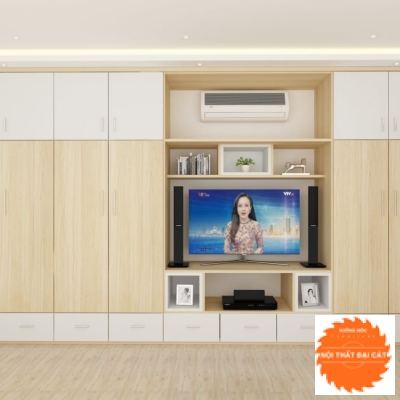 Tủ áo quần thiết kế tủ lớn kết hợp kệ tivi TA103