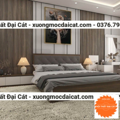 Vách ốp đầu giường màu gỗ nâu VOĐG011