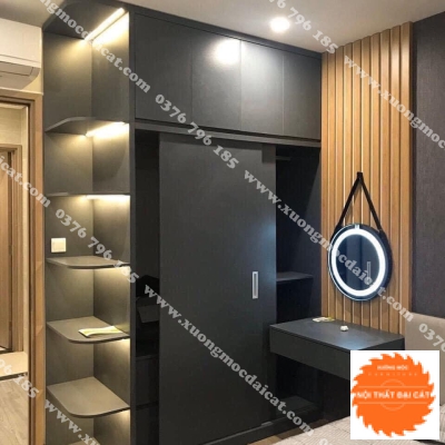 Tủ áo quần màu xám chì kèm kệ TA211