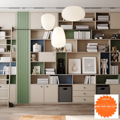 Hệ tủ kệ sách bự thiết kế hiện đại KS084