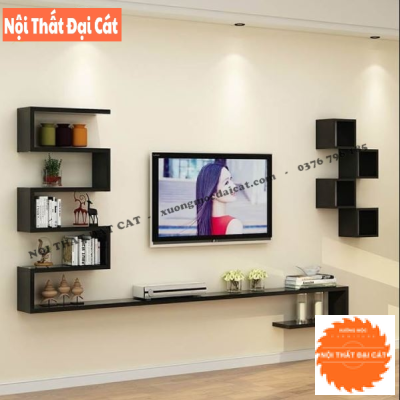 Kệ trang trí treo tường gỗ công nghiệp KTT163