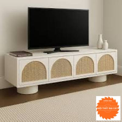 Kệ tivi gỗ cánh mây thiết kế đẹp KTM043