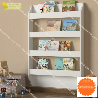 Kệ sách cho bé thiết kế treo tường KSTE015
