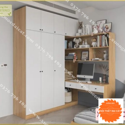 Tủ áo quần kết hợp bàn học kệ sách TA218