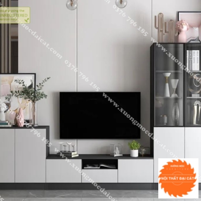 Kệ tivi lộng kính kết hợp tủ để đồ KTV045                                                                                                                                                                                                                  