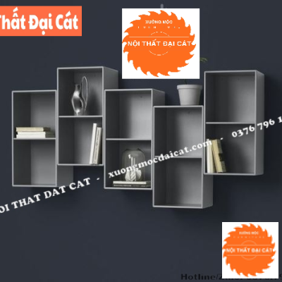 Kệ trang trí treo tường tone xám chì KTT129