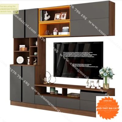 Kệ tivi gỗ công nghiệp màu đen xám đẹp KTV043