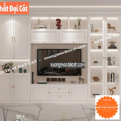 Kệ tivi kết hợp tủ trang trí lộng kính KTV066