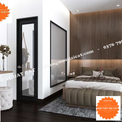 Vách ốp đầu giường thiết kế lam gỗ VOĐG013
