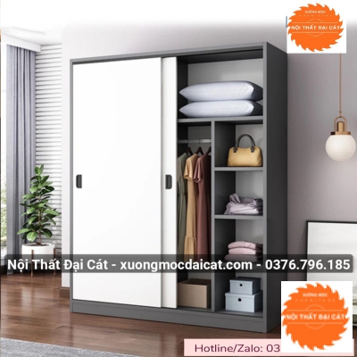 Tủ áo quần cửa lùa xám chì MS22211