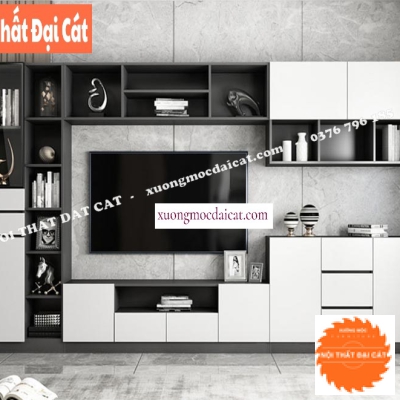 Kệ tivi kết hợp kệ tone trắng đen KTV067