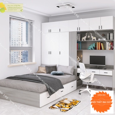 Tủ áo quần kết hợp bàn học MS22172