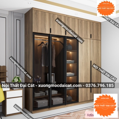 Tủ áo quần gỗ lộng kính MS22215