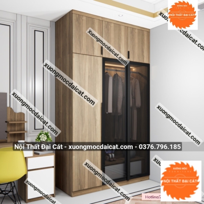 Tủ áo quần gỗ kết hợp kính MS22216