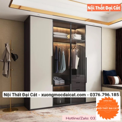 Tủ áo quần gỗ kính đẹp MS22220