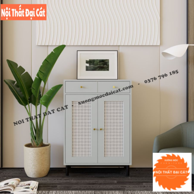 Tủ gỗ mây 2 cánh đựng đồ TGM008