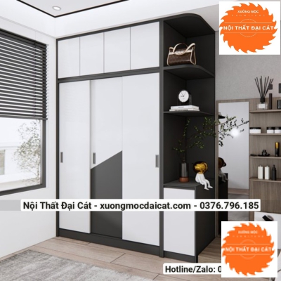 Tủ áo quần thiết kế 3 cánh lùa MS22228