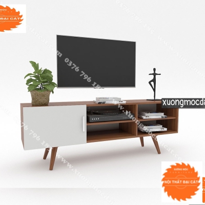 Kệ tivi cánh trắng thân gỗ nâu KTV282