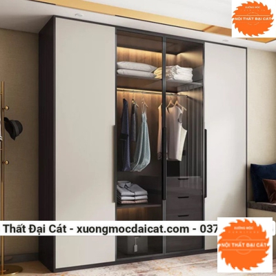 Tủ áo quần gỗ kính MS22232