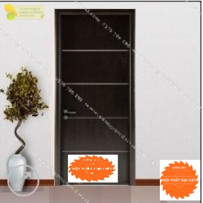 Cửa gỗ công nghiệp MDF màu xám đen 