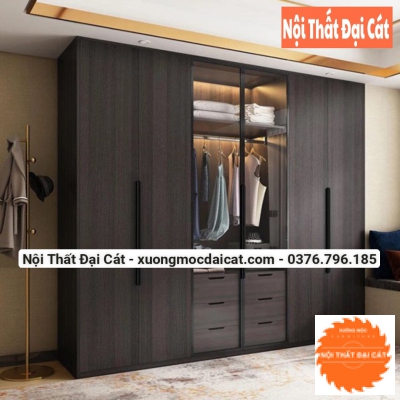 Tủ áo quần gỗ kết hợp kính MS22235