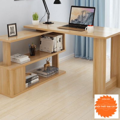 Bàn làm việc chữ L kết hợp giá sách BLV051