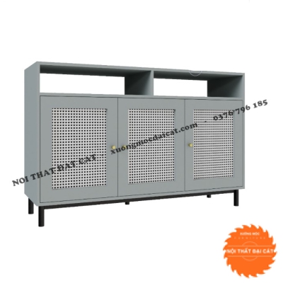 Tủ gỗ 3 cánh mây lưu trữ đồ - trang trí TGM016
