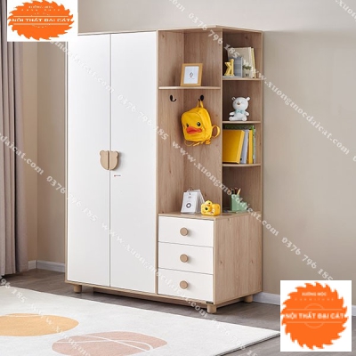 Tủ áo quần gỗ thiết kế đa chức năng cho bé 