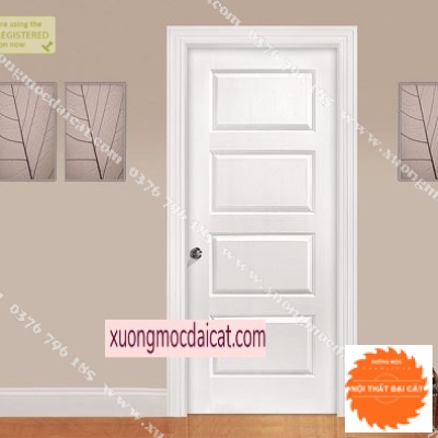 Cửa gỗ công nghiệp MDF phủ melamine màu trắng