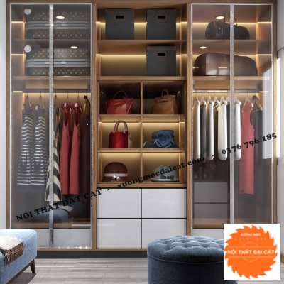 Tủ áo quần gỗ cánh kính MS22308