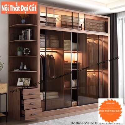 Tủ áo quần gỗ lộng kính MS22311