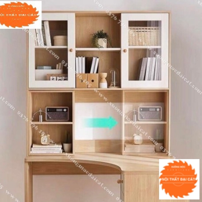 Bàn học thiết kế kết hợp 2 hộc tủ kính BH036