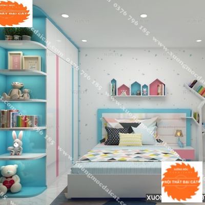 Combo giường ngủ - tủ áo quần phòng bé PNTE011