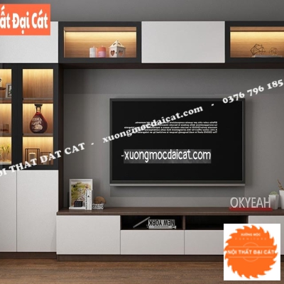Kệ tivi kết hợp kệ trang trí - rượu KTV056