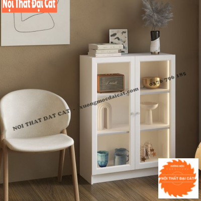 Tủ lưu trữ trang trí gỗ lộng kính TĐ057