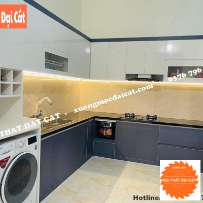 Tủ bếp tone xám xanh TB0120