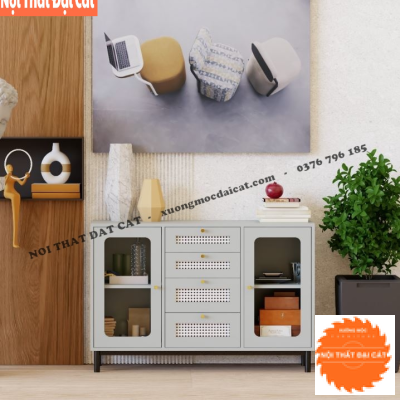 Tủ gỗ mây đựng đồ thiết kế đẹp TGM012