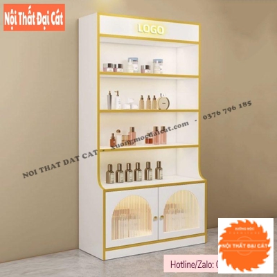 Tủ decor nail thiết kế gợn sóng vàng sang trọng TN022