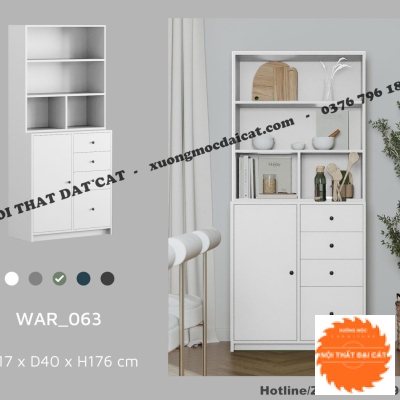 Tủ bếp gỗ tone trắng đẹp TBN066