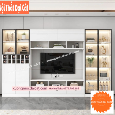 Kệ tivi kết hợp tủ rượu đèn led KKH076
