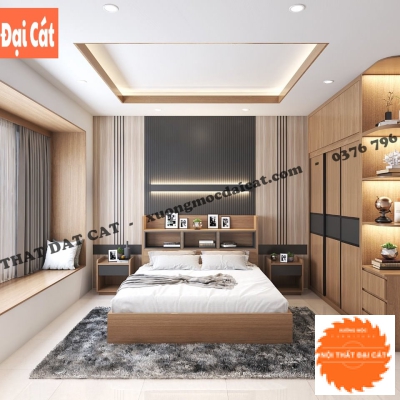 Vách ốp đầu giường gỗ sang trọng VOĐG026