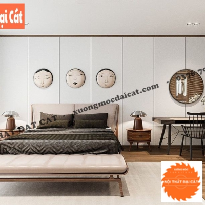 Vách ốp đầu giường màu trắng VOĐG028