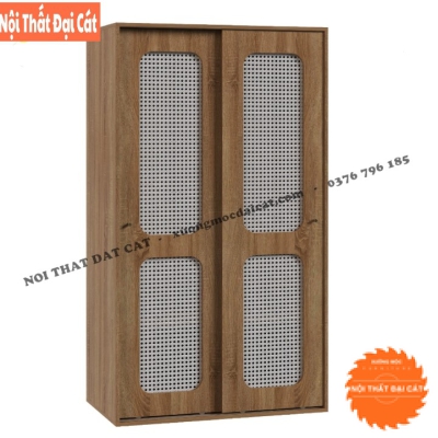 Tủ áo quần cánh trượt gỗ kết hợp mây TA438