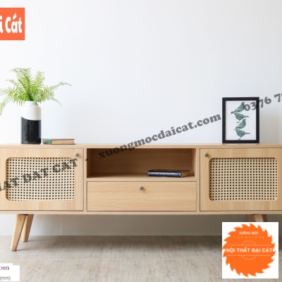 Tủ gỗ mây để tivi thiết kế đẹp TGM019