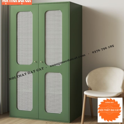 Tủ áo quần gỗ kết hợp mây cánh mở TA439