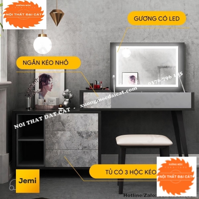 Bàn trang điểm màu xám đẹp BTĐ108