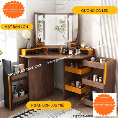 Bàn trang điểm thiết kế ở góc tường BTĐ109
