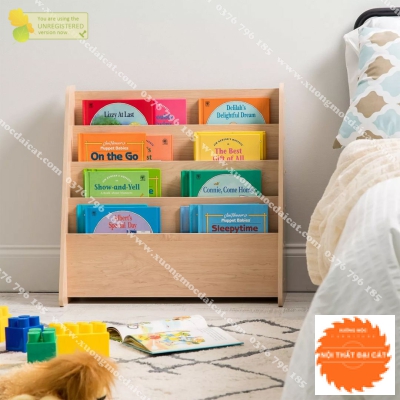 Kệ sách gỗ 4 ngăn cho bé KSTE007
