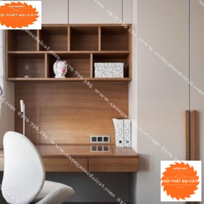 Bàn học kệ sách tông màu nâu BH037