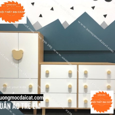 Tủ áo quần thiết kế dễ thương cho phòng ngủ bé